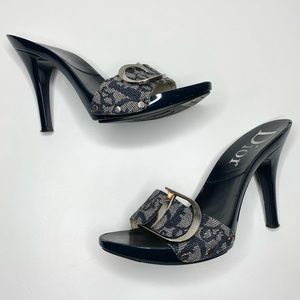 SOLD Vintage Y2K Christian Dior Monogram Print High Heel Slides Sz 5.5